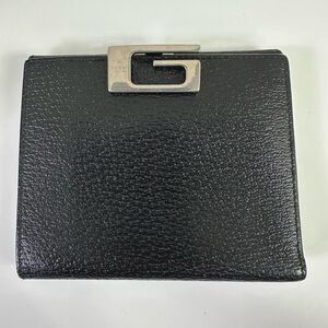 Gucci G Logo Clip Black Leather Wallet